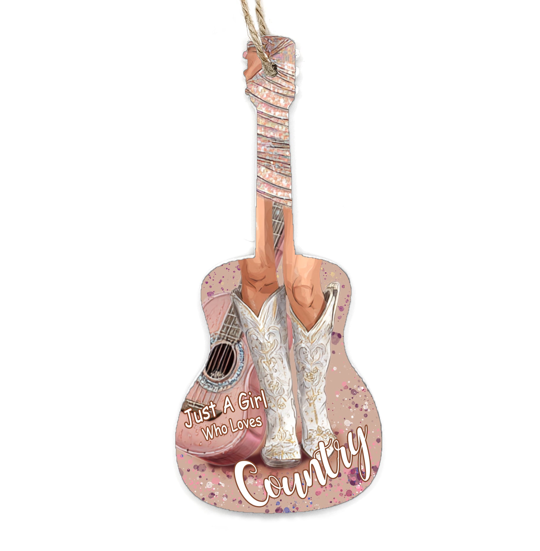 Just A Girl Who Loves Country Guitar Shaped Wood Ornament
