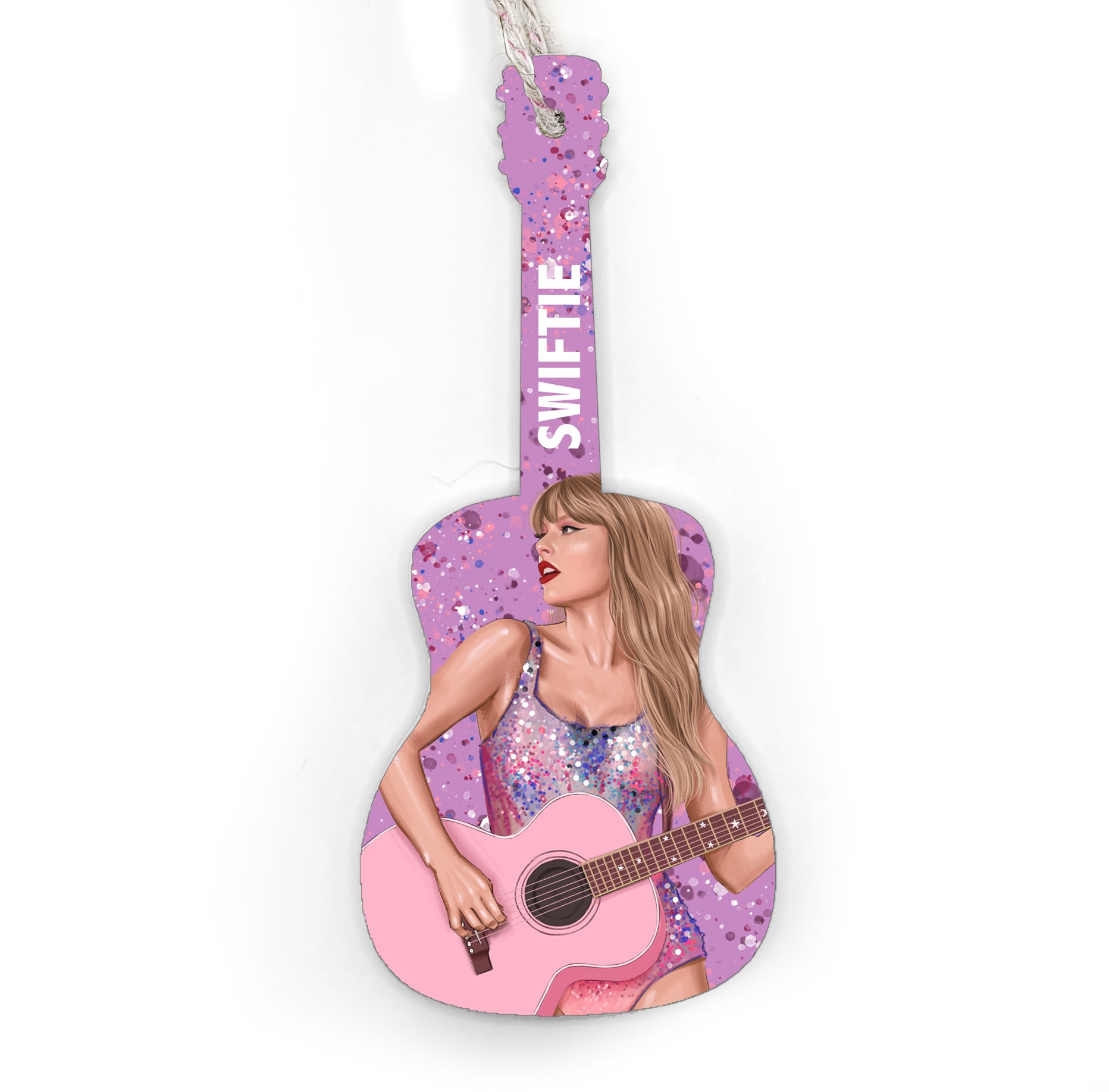 Guitar Shaped Popstar Wood Ornament