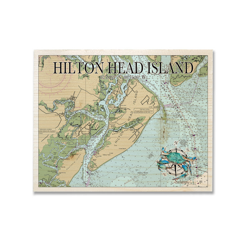 HIlton Head Island SC 5x7 inch Wood Wall Hanging Map Sign