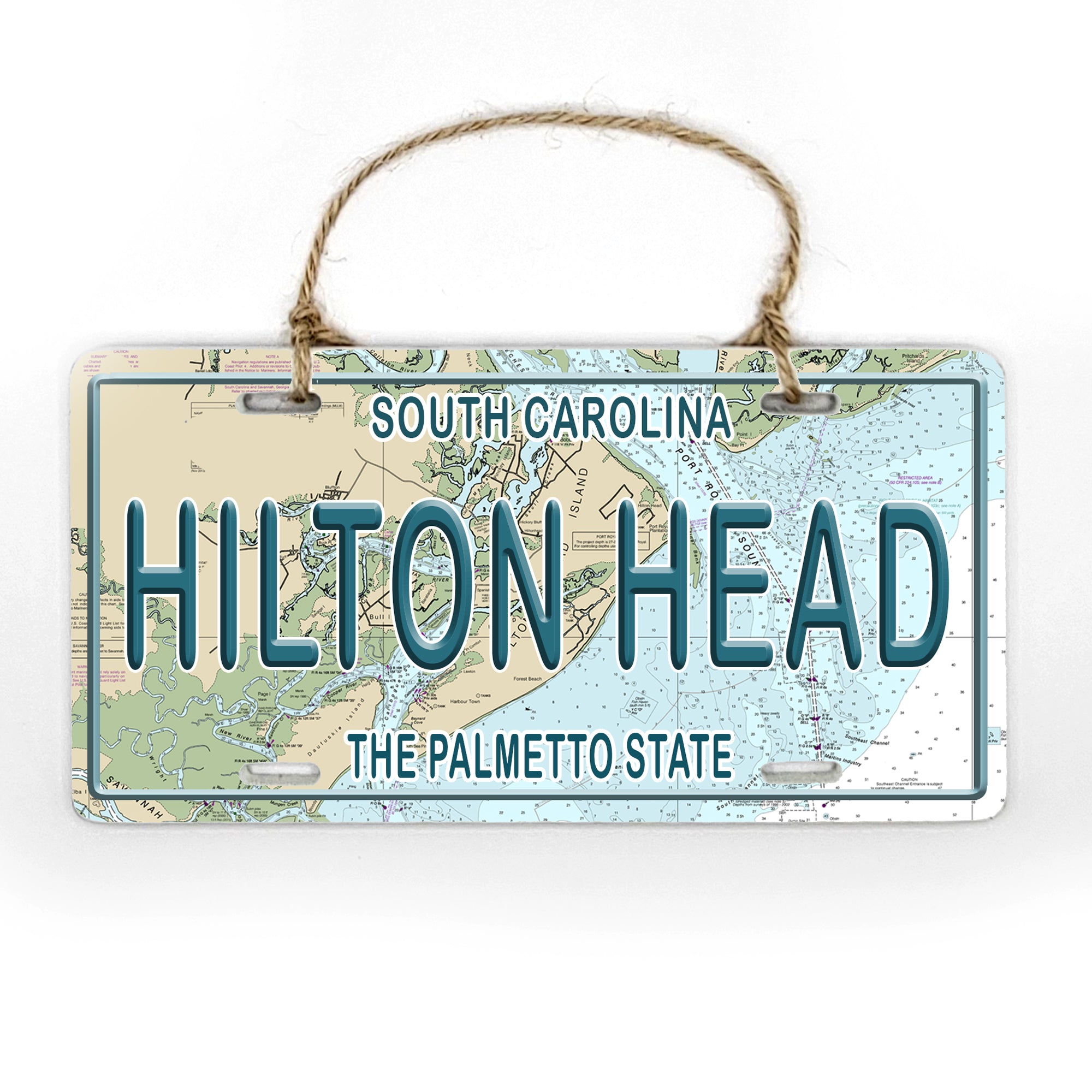 Hilton Head, SC License Plate Wood Map Souvenir Ornament