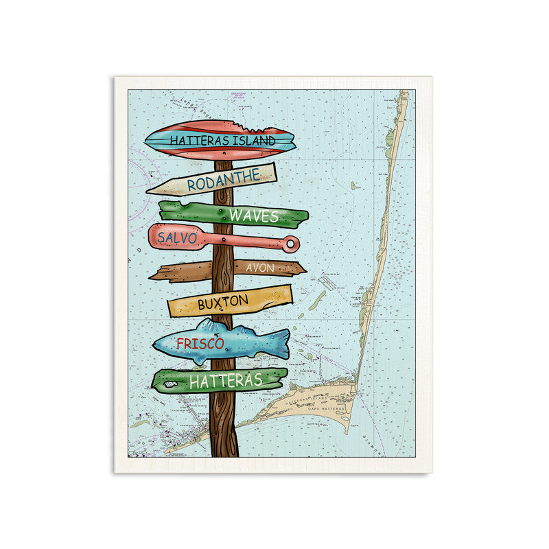 Hatteras Island Driftwood 5x7 inch Wood Wall Hanging Map Sign