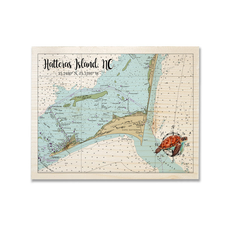 Hatteras Island NC 5x7 inch Wood Wall Hanging Map Sign