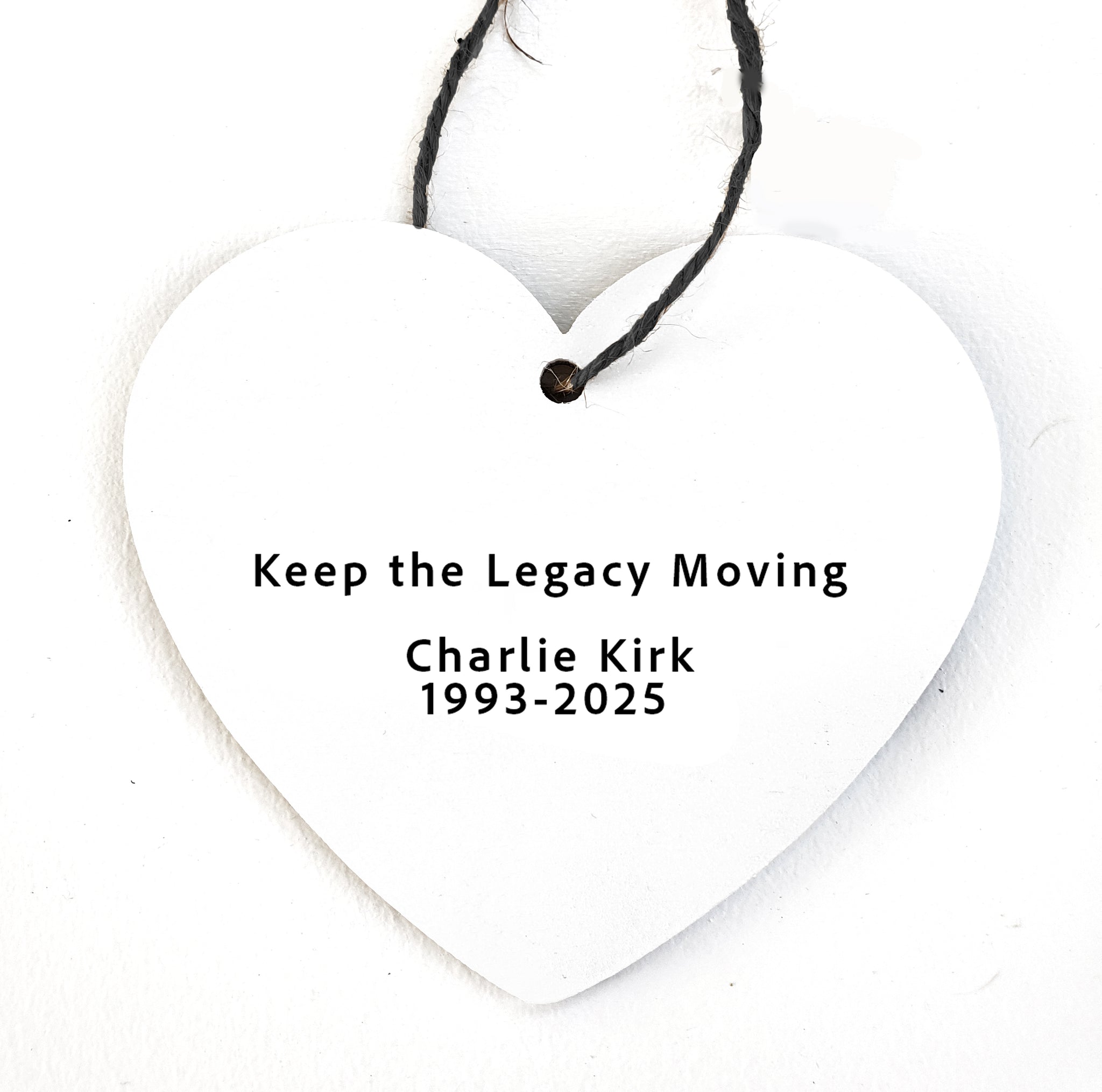 Freedom Heart Shaped Double Sided Charlie Kirk Inspired Wood Ornament -A portion of the proceeds will be donated (Copy) (Copy)