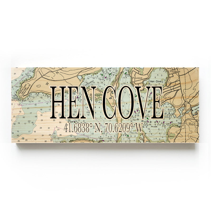Heb Cove Massachusetts 3x9 Wood Coordinate Wall Hanging Map Sign