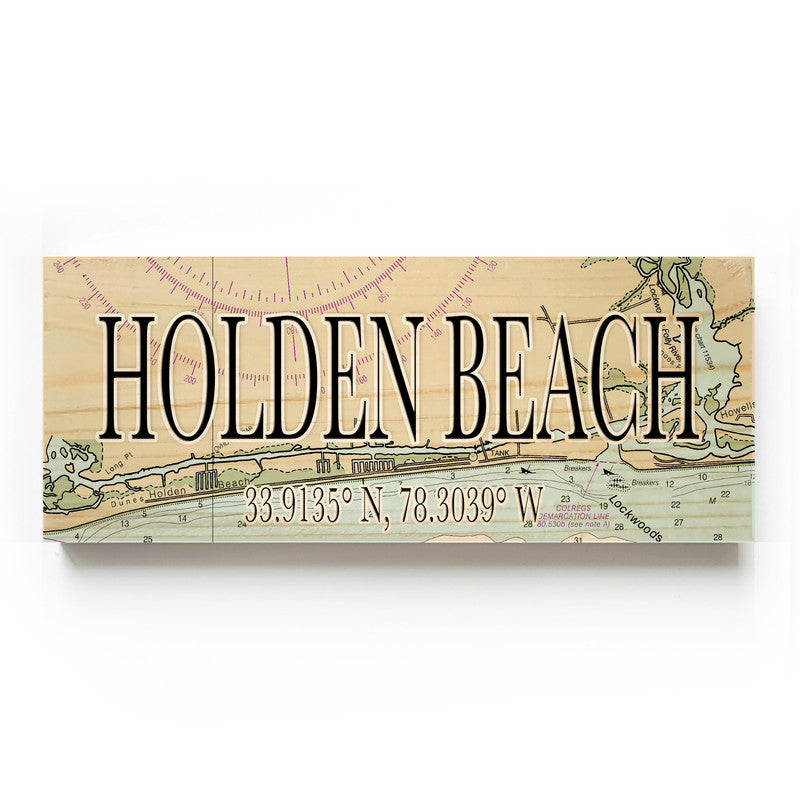 Holden Beach North Carolina 3x9 Wood Coordinate Wall Hanging Map Sign