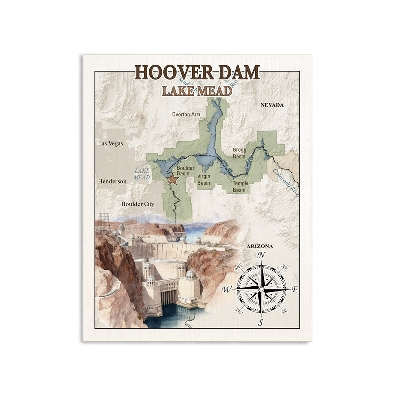 Hoover Dam Lake Mead NV 5x7 inch Wood Wall Hanging Map Sign