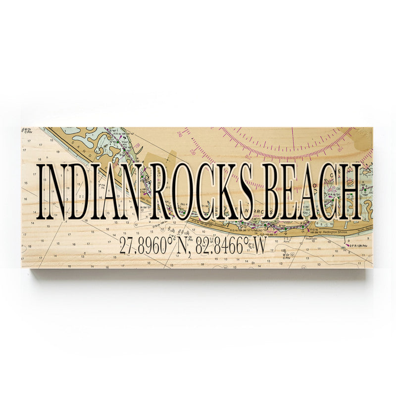 Indian Rocks Beach Florida 3x9 Wood Coordinate Wall Hanging Map Sign