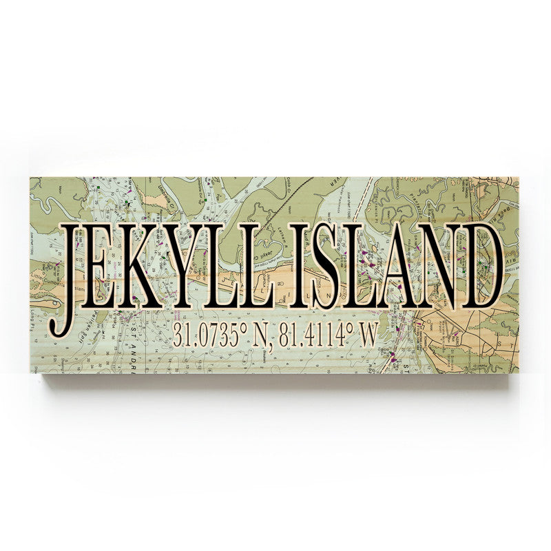 Jekyll Island Georgia 3x9 Wood Coordinate Wall Hanging Map Sign