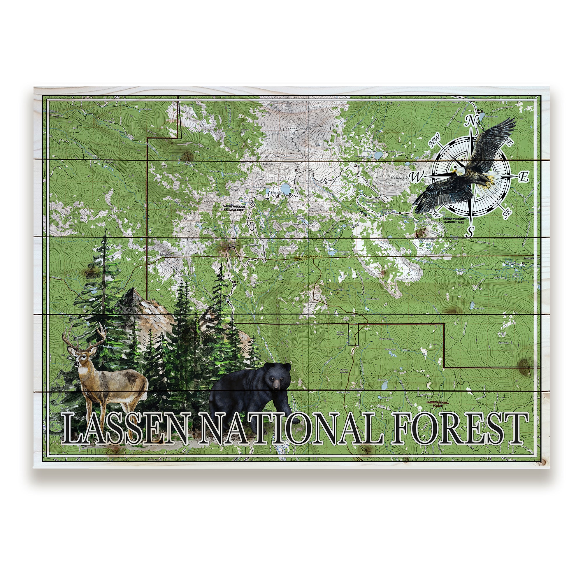 Wholesale 18x24 Inch Wood Forest Pallet Map -ANY Custom Location