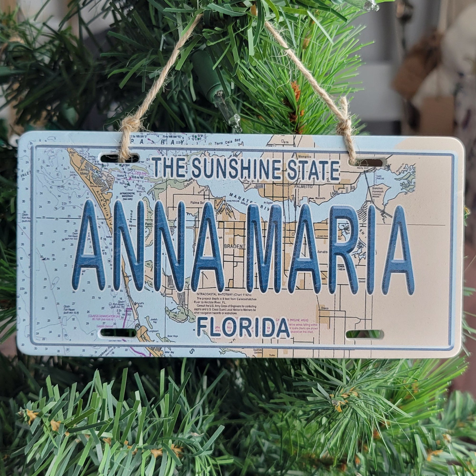 St. John, USVI License Plate Wood Map Souvenir Ornament