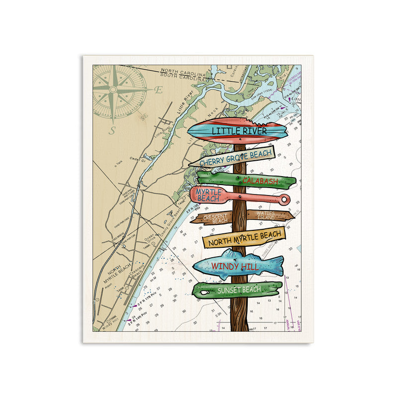 Long Beach Island NJ Driftwood 5x7 inch Wood Wall Hanging Map Sign