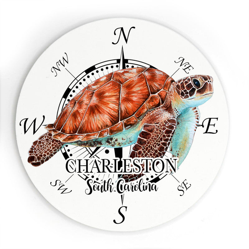 Charleston SC Turtle 3.5 Inch Wood Magnet Keepsake