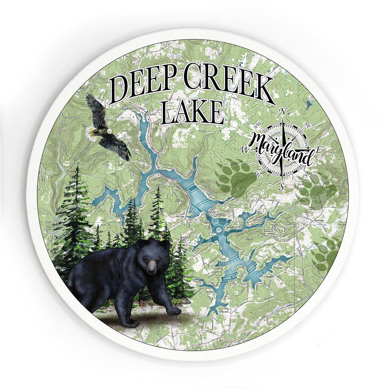 Deep Creek Lake MD art 3.5 Inch Wood Magnet Keepsake