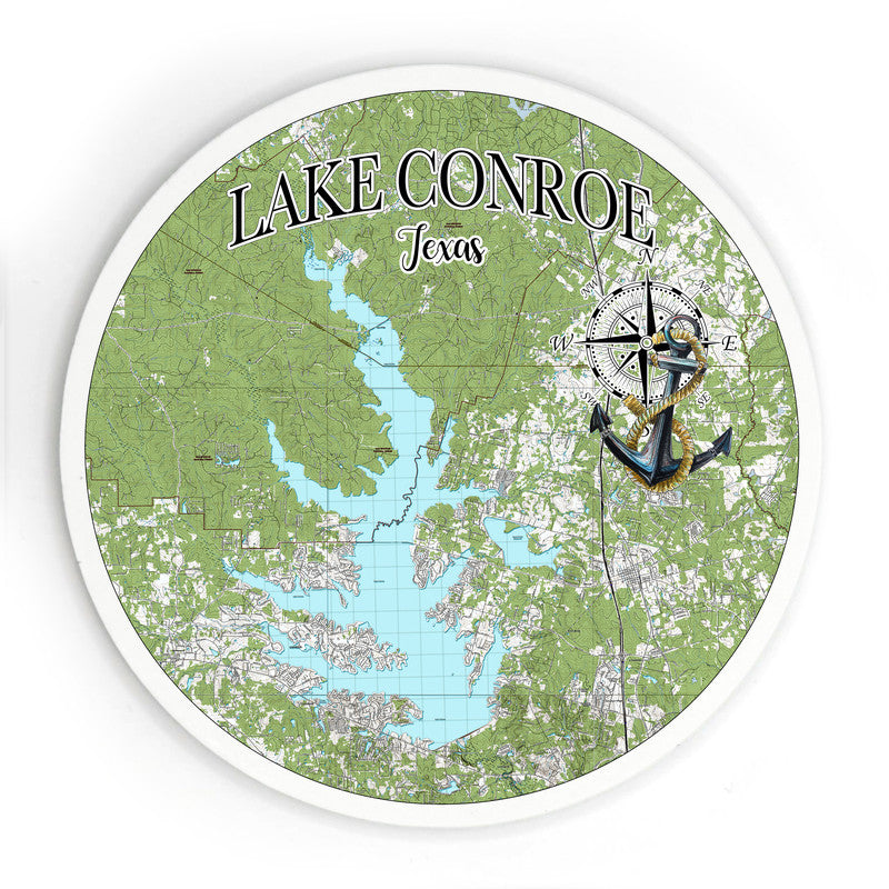 Lake Conroe TX 3.5 Inch Wood Magnet Keepsake