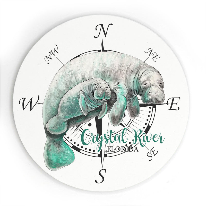 Manatee Crystal River fl 3.5 Inch Wood Magnet Keepsake