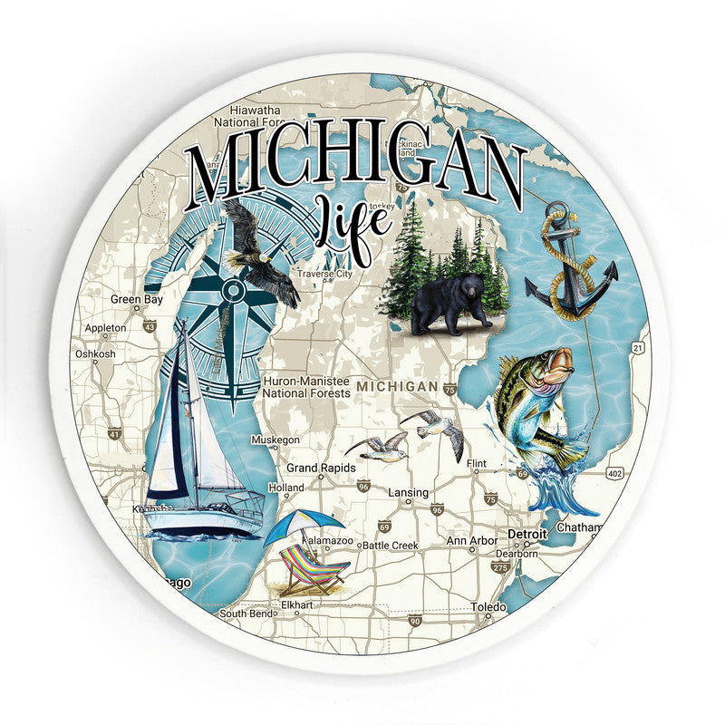 Michigan Life 3.5 Inch Wood Magnet Keepsake