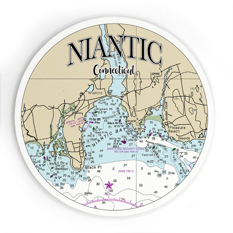 Niantic CT 3.5 Inch Wood Magnet Keepsake