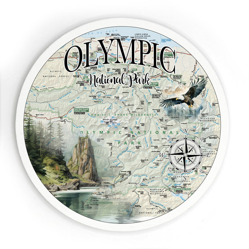 Olympic National Park ART 3.5 Inch Wood Magnet Keepsake