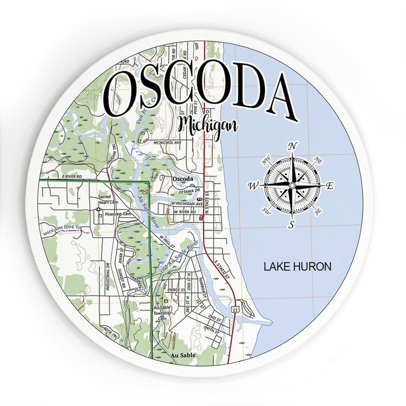 Oscoda MI 3.5 Inch Wood Magnet Keepsake