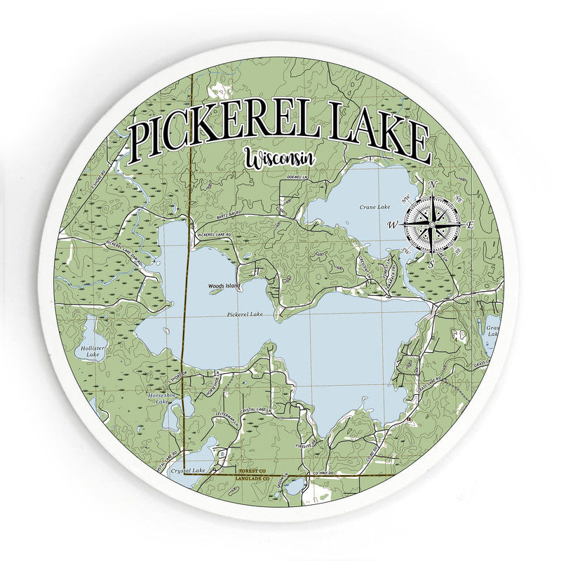 Pickerel Lake WI 3.5 Inch Wood Magnet Keepsake