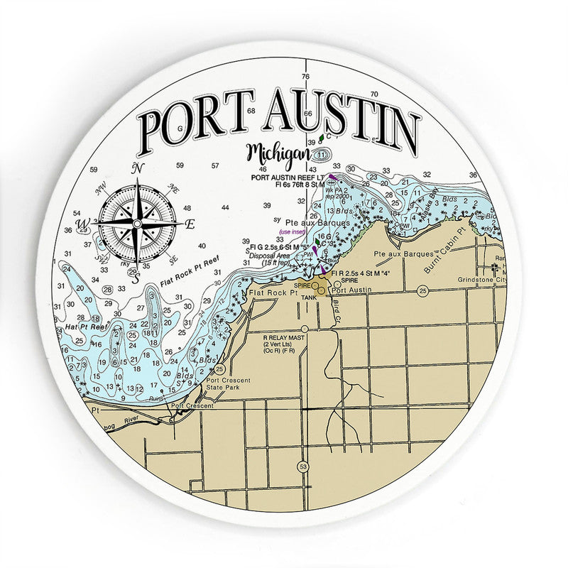 Port Austin MI 3.5 Inch Wood Magnet Keepsake