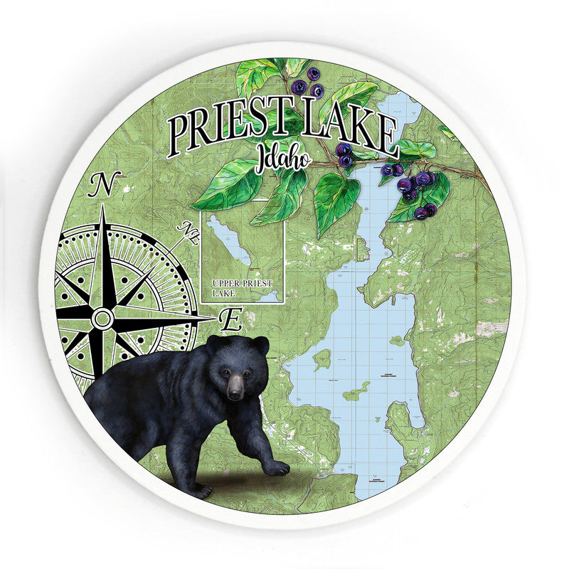 Priest Lake ID 3.5 Inch Wood Magnet Keepsake