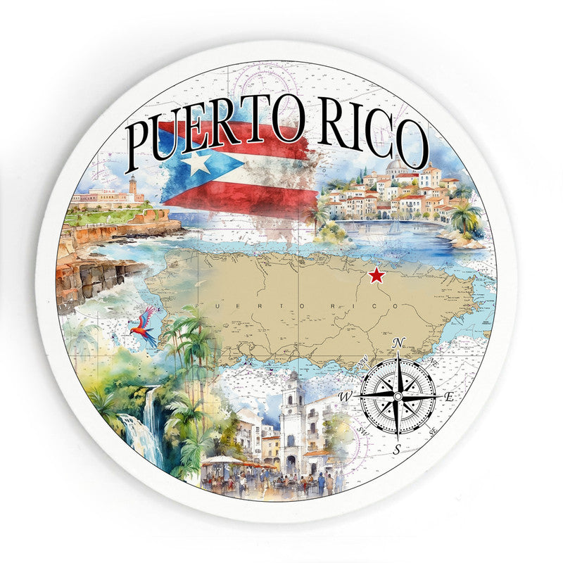 Puerto Rico Art 3.5 Inch Wood Magnet Keepsake