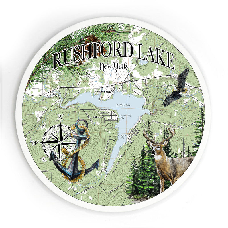 Rushford Lake NY 3.5 Inch Wood Magnet Keepsake