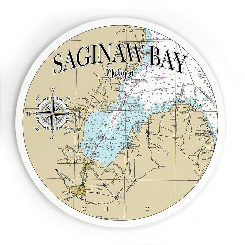 Saginaw Bay MI 3.5 Inch Wood Magnet Keepsake