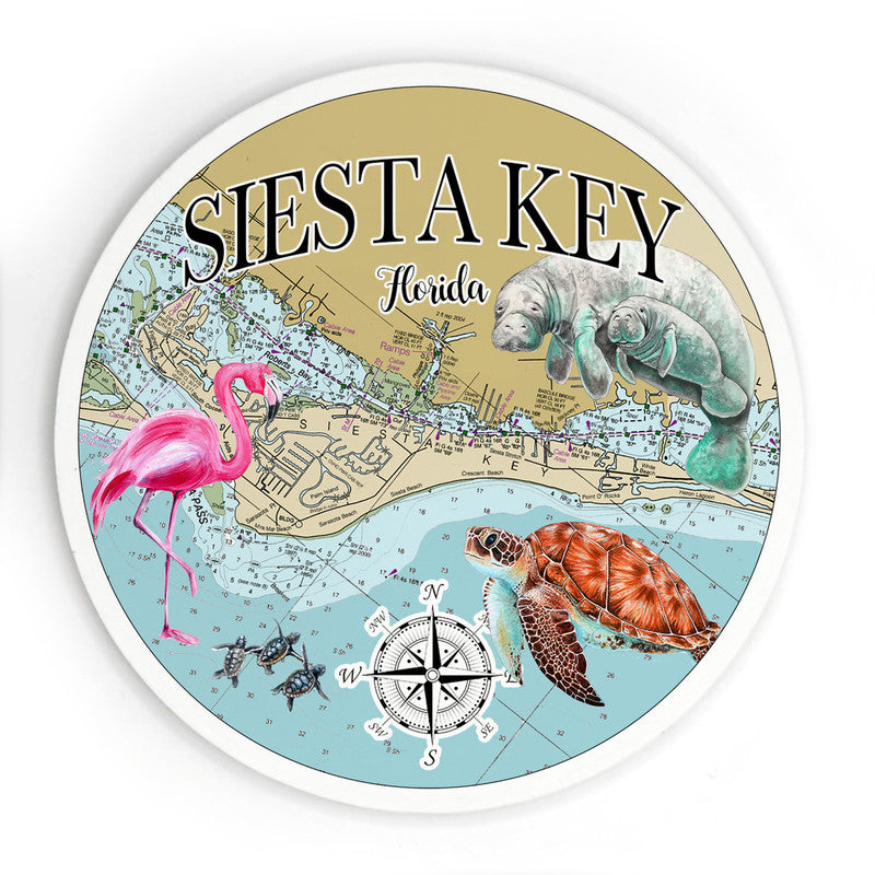 Siesta Key Florida Ocean Life 3.5 Inch Wood Magnet Keepsake