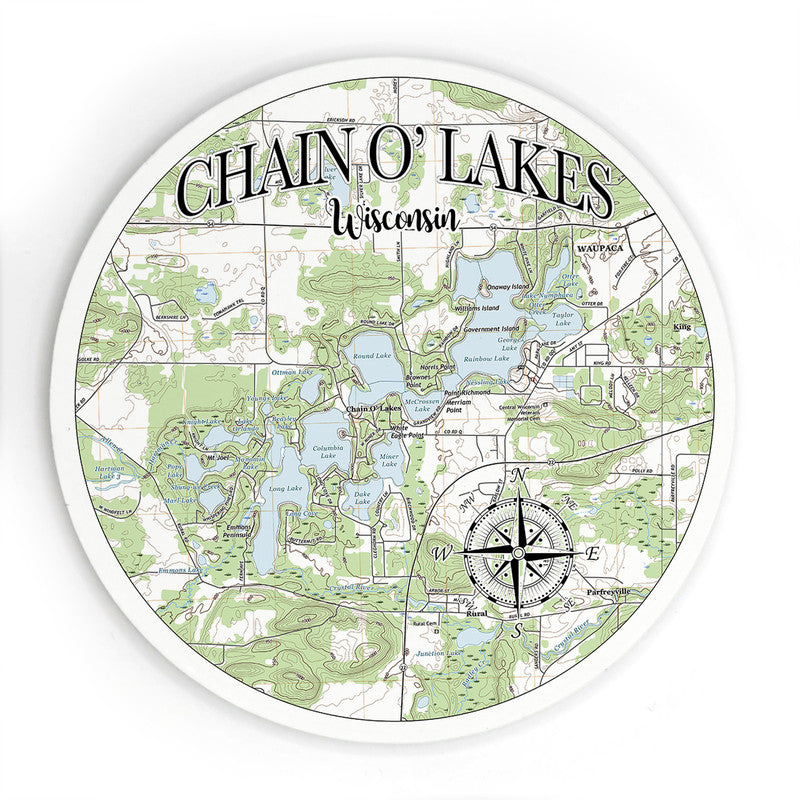 Chain O Lakes, WI 3.5 Inch Wood Magnet Keepsake