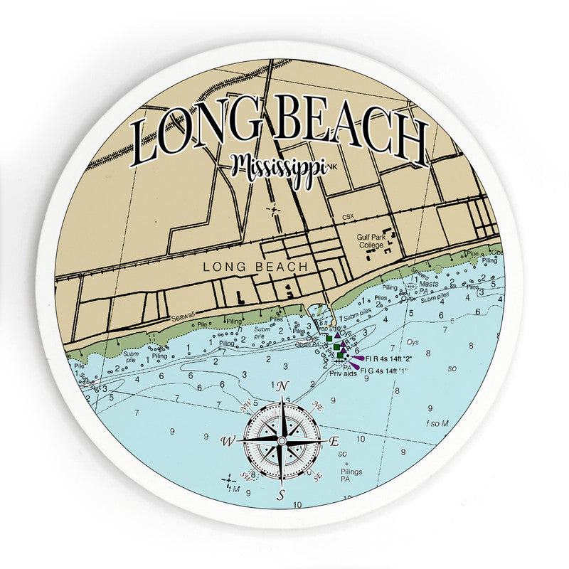 Long Beach MS 3.5 Inch Wood Magnet Keepsake