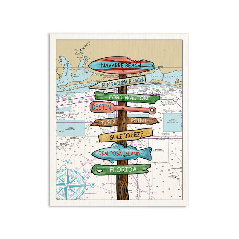 Neptune Beach FL 5x7 inch Wood Wall Hanging Map Sign