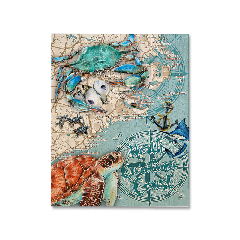 North Topsail NC 5x7 inch Wood Wall Hanging Map Sign