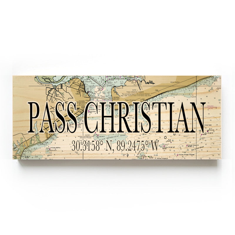 Pass Christian Missouri 3x9 Wood Coordinate Wall Hanging Map Sign