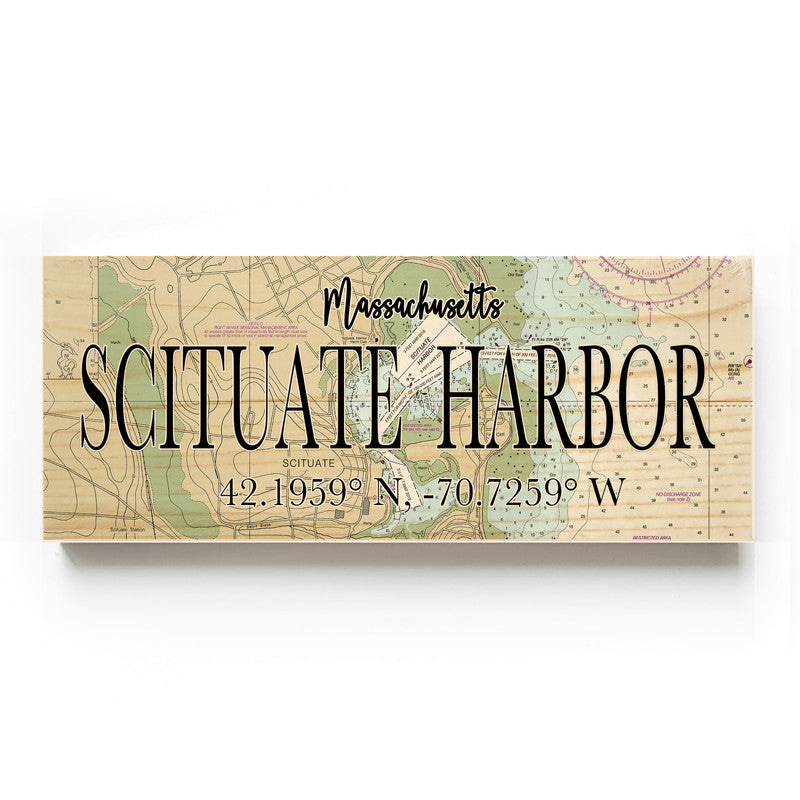 Scituate Harbor Massachusetts 3x9 Wood Coordinate Wall Hanging Map Sign