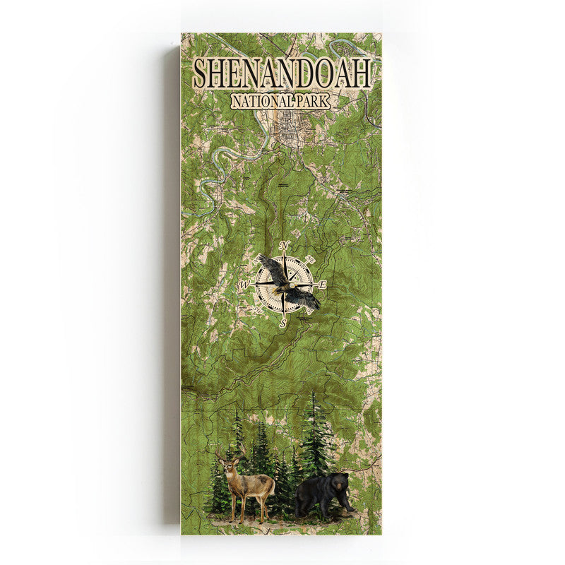 Shenandoah National Park 3x9 Wood Coordinate Wall Hanging Map Sign