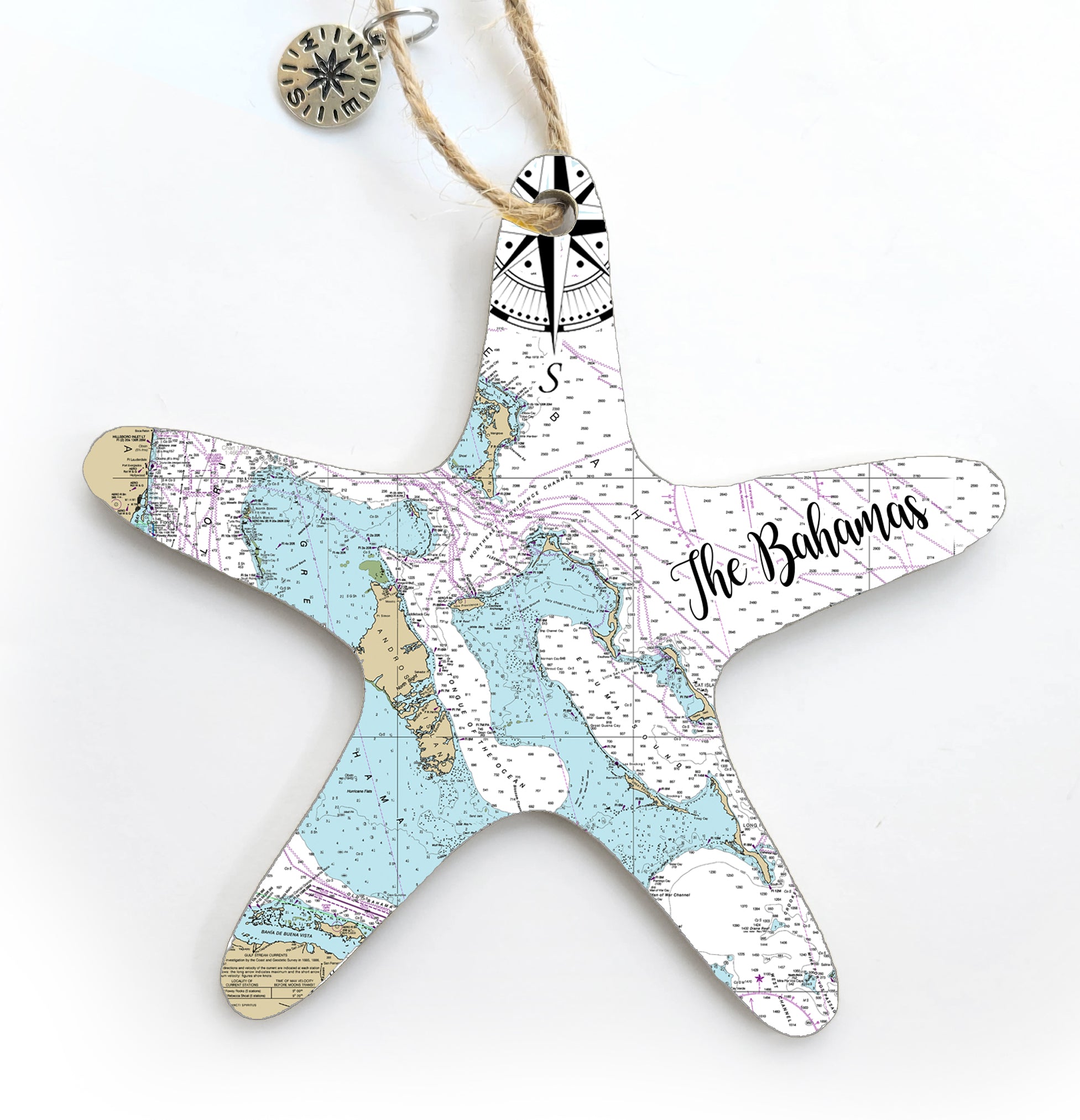 The Bahamas Starfish Shaped Wood Map Souvenir Ornament