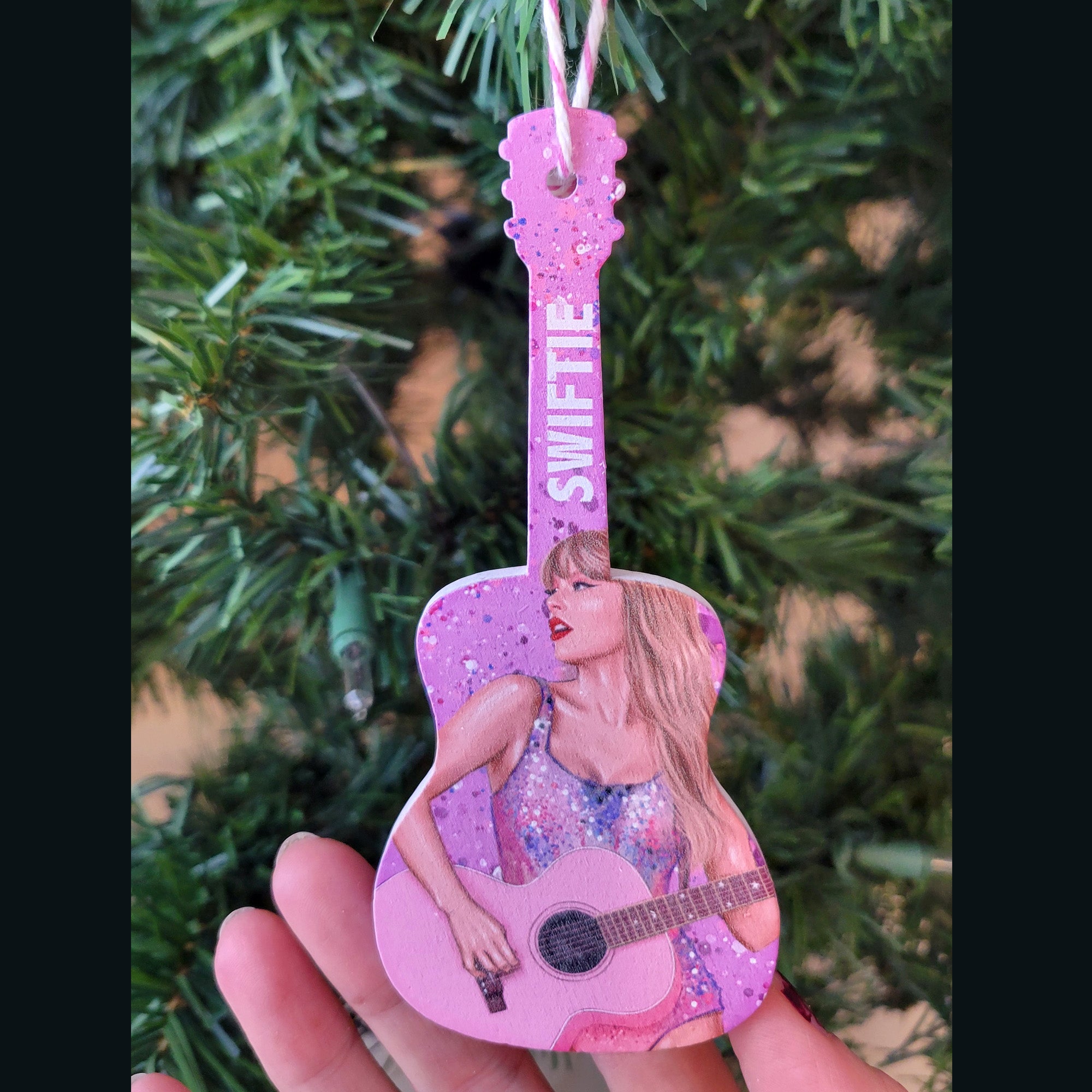 Guitar Shaped Popstar Wood Ornament
