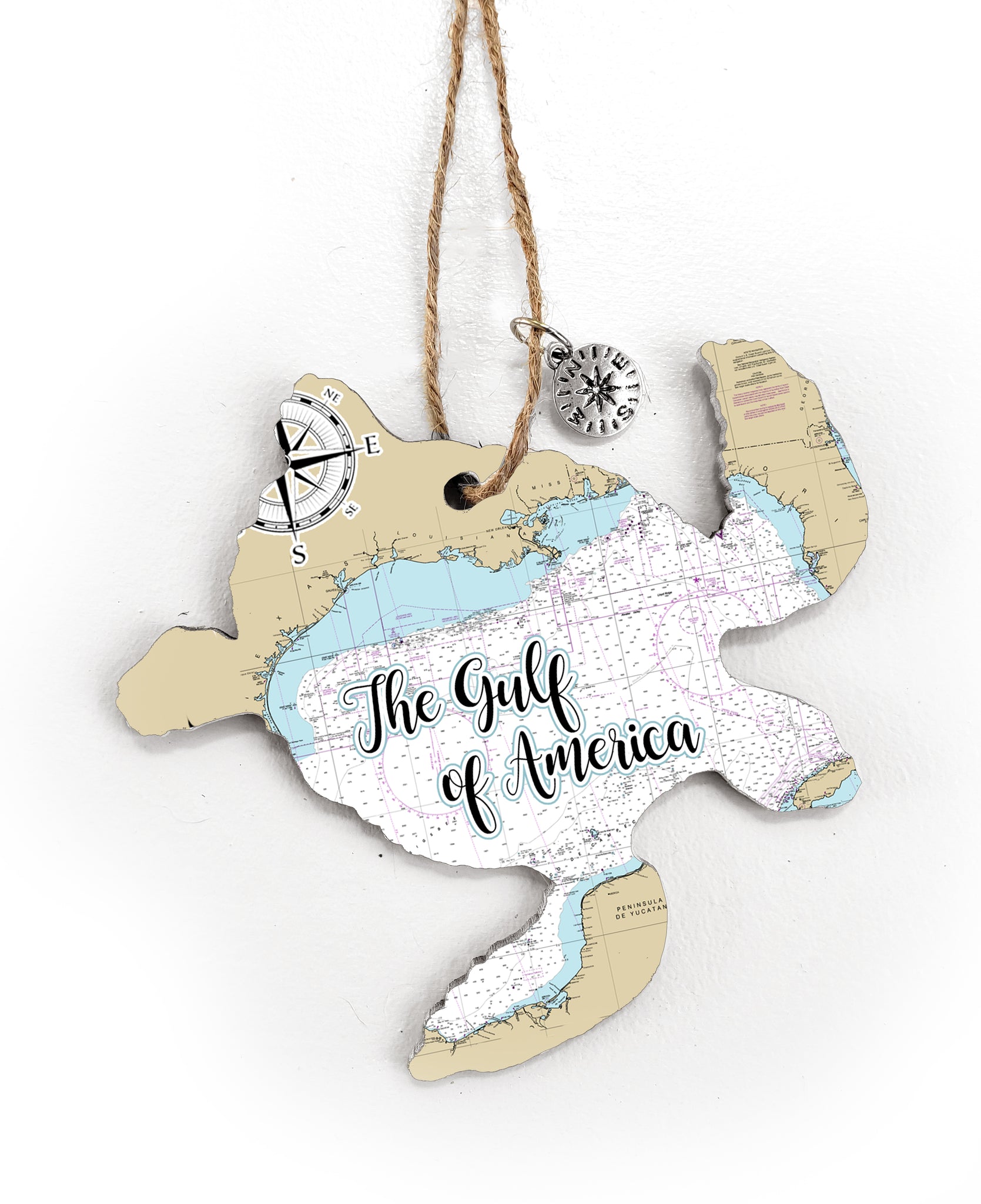 Gulf of America Sea Turtle Map Ornament
