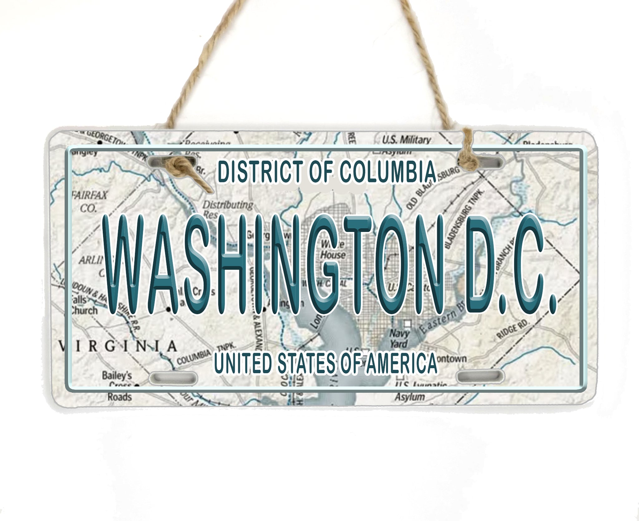 Washington, D.C. License Plate Wood Map Souvenir Ornament