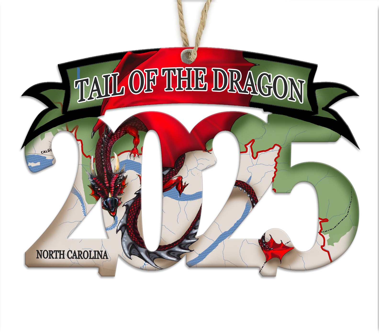 Tail Of The Dragon 2025 Wood Map Souvenir Ornament
