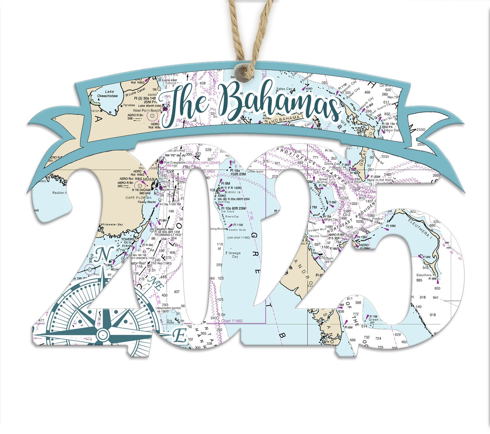 The Bahamas 2025 Wood Map Souvenir Ornament