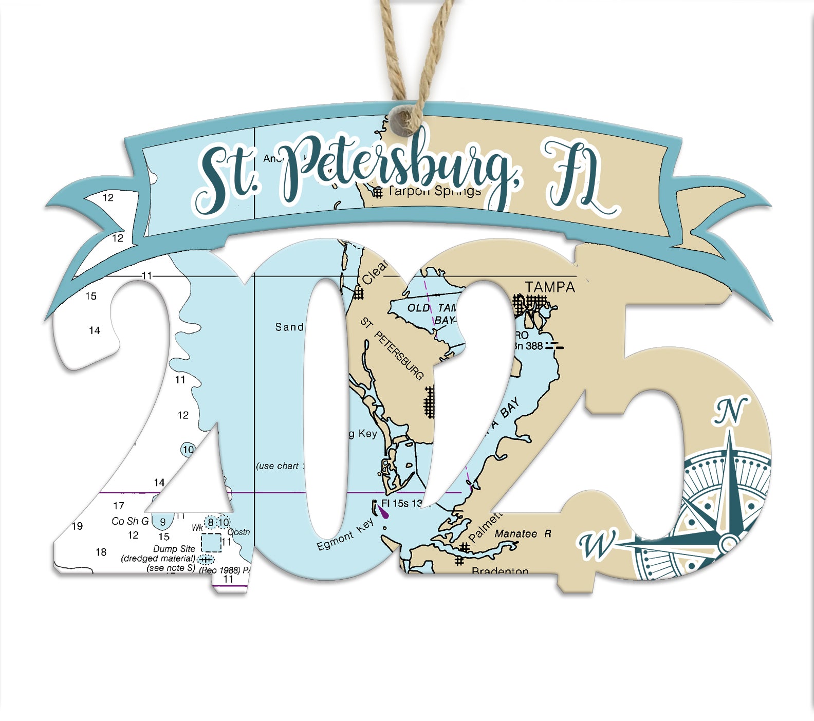 St. Petersburg, FL 2025 Wood Art Map Souvenir Ornament