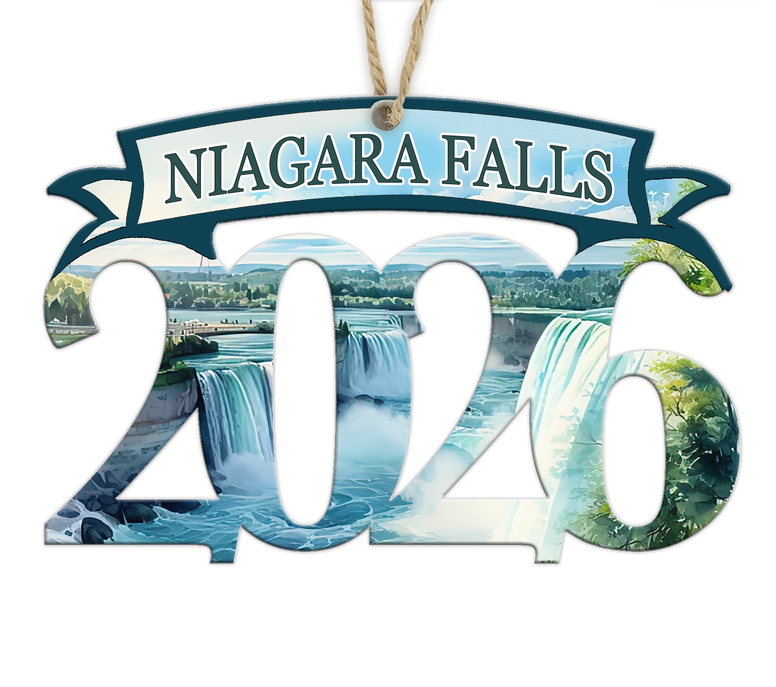 Niagara Falls Year Shaped Wood Artwork Map Souvenir Ornament – MapMom