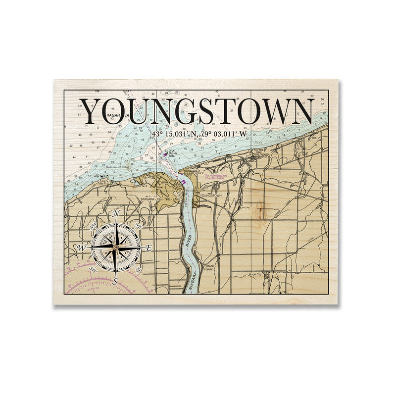 Youngstown NY 5x7 inch Wood Wall Hanging Map Sign