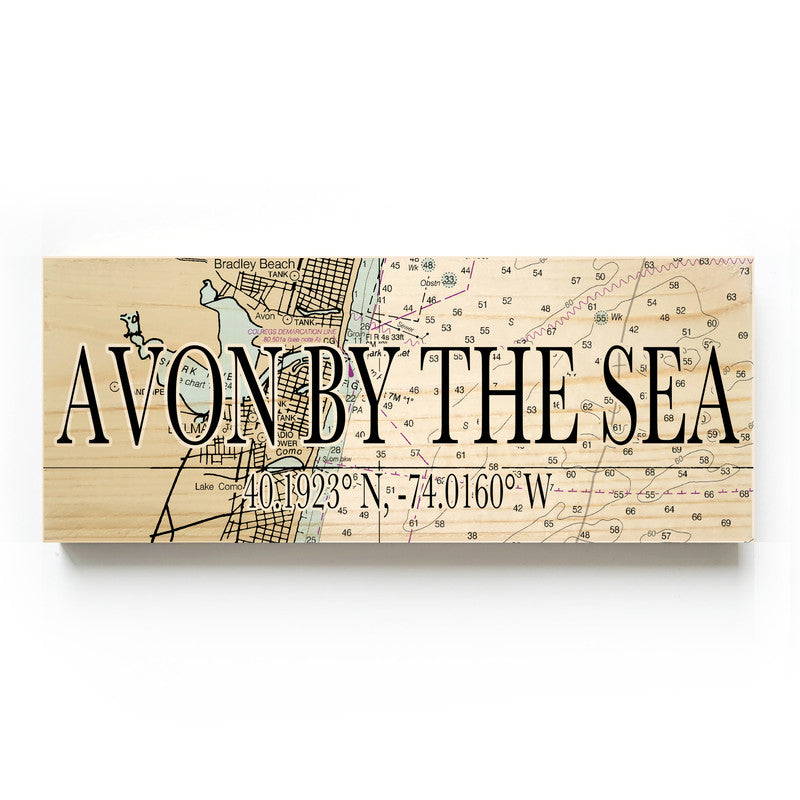 Avon By The Sea New Jersey 3x9 Wood Coordinate Wall Hanging Map Sign
