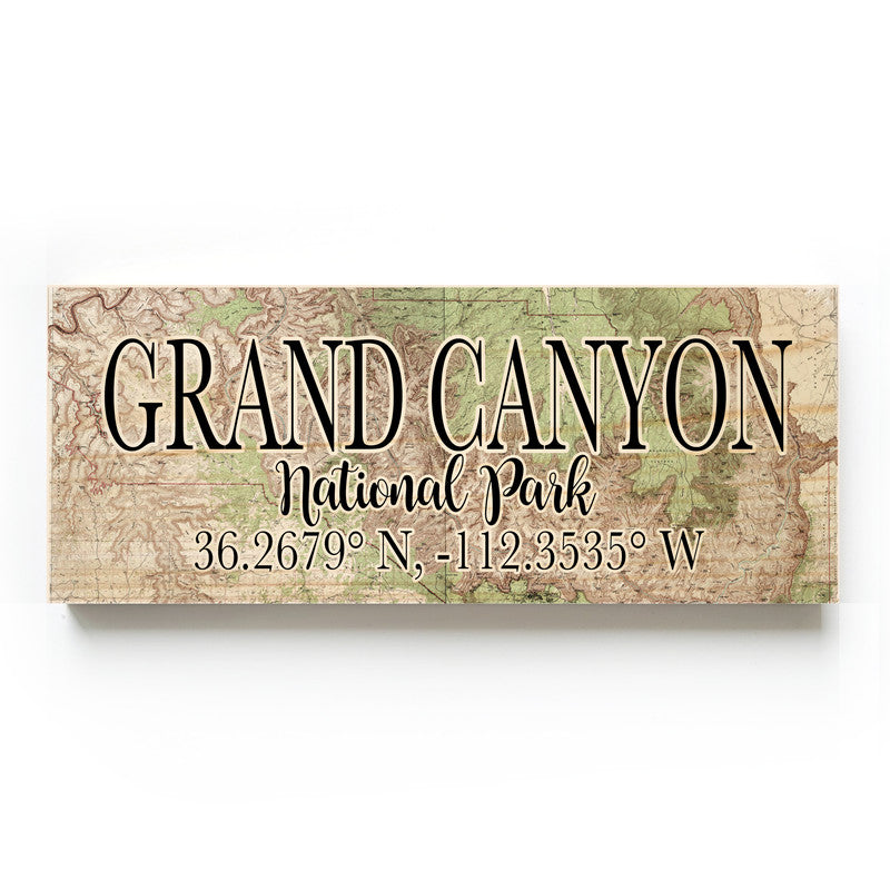 Grand Canyon National Park 3x9 Wood Coordinate Wall Hanging Map Sign