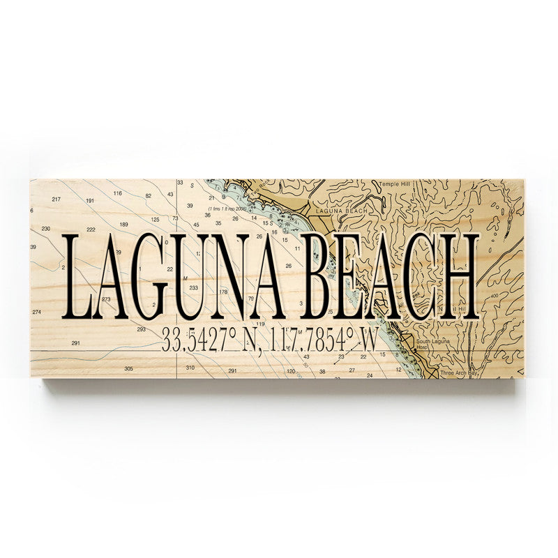 Laguna Beach California 3x9 Wood Coordinate Wall Hanging Map Sign