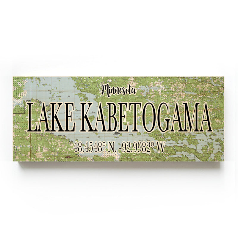 Lake Kabetogama Minnesota 3x9 Wood Coordinate Wall Hanging Map Sign